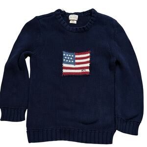 Vintage 90s Polo Jeans Ralph Lauren American Flag Sweater Women's Slim XS Cotton